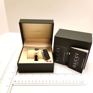 ⬇️❣REDUCED❣21565 Gucci 1500 bangle black leather strap ladies gold watch BOX Tag